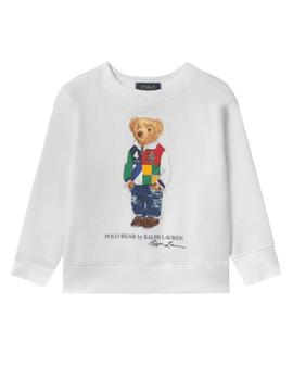 Cuando Salir desenterrar Sudadera blanca oso Polo Ralph Lauren