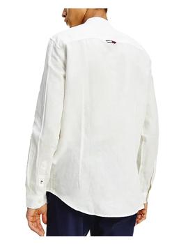 Camisa de algodón y lino cuello mao Tommy Hilfiger