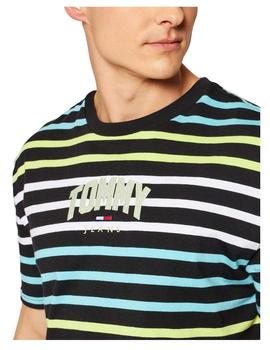 Camiseta con diseño de rayas y logo Tommy Hilfiger