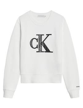 Sudadera logo monogram blanca Calvin Klein