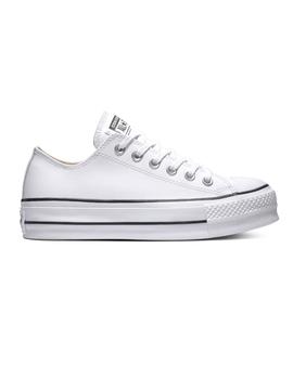 Zapatilla CTAS lift plataforma piel blanca