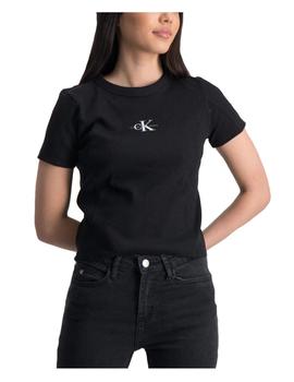 Camiseta monogram rib negra Calvin Klein