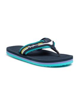 Chanclas lisas verde off beach junior Pepe Jeans