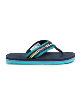 Chanclas lisas verde off beach junior Pepe Jeans