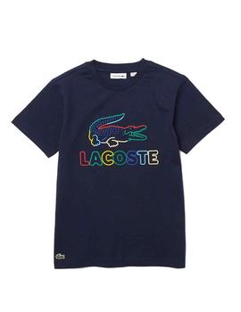 Camiseta azul logo colores Lacoste