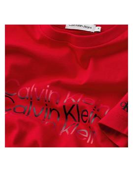 Camiseta roja Inst cut  off logo Calvin Klein