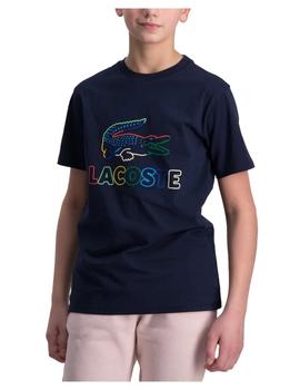 Camiseta azul logo colores Lacoste