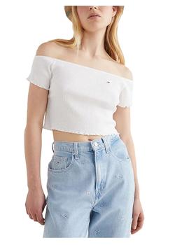 Top crop rib off shoulder Tommy Jeans