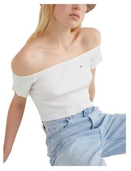 Top crop rib off shoulder Tommy Jeans