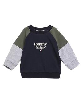 Sudadera Green Baby Logo Colorblock Tommy Hilfiger