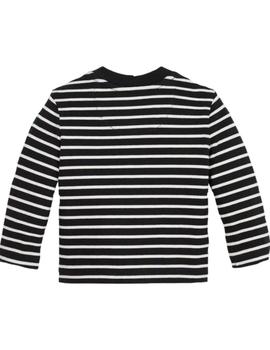 Camiseta Striped Monograma Ls Calvin Klein