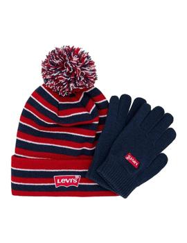 Conjunto Gorro y Guantes Rayas  Levis