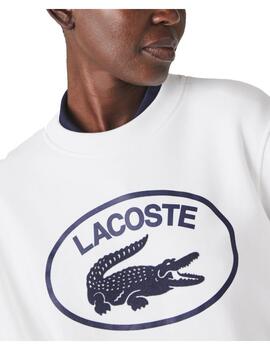 Sudadera Blanca Logo Azul Lacoste