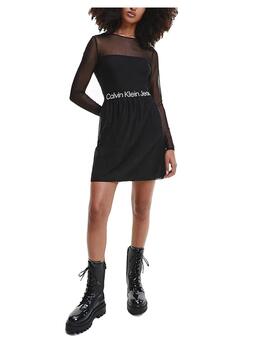 Vestido mesh logo elastic Calvin Klein