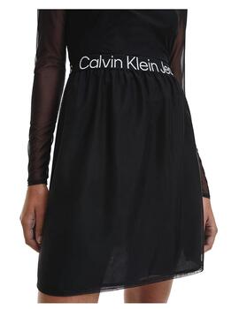 Vestido mesh logo elastic Calvin Klein