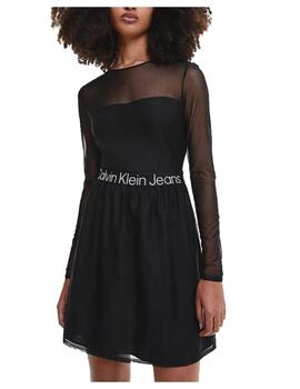 Vestido mesh logo elastic Calvin Klein