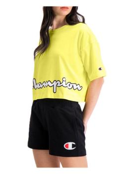 Camiseta cropped script logo print boxy Champion