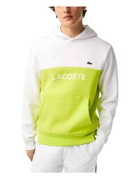 Sudadera con capucha verde y blanco Lacoste