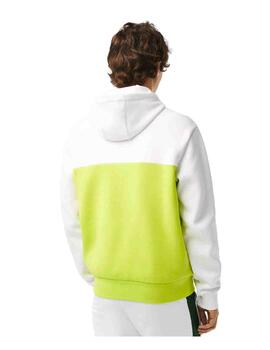 Sudadera con capucha verde y blanco Lacoste