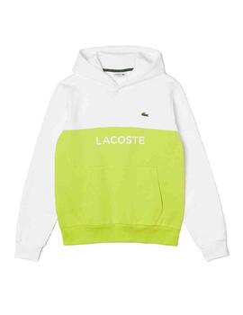 Sudadera con capucha verde y blanco Lacoste