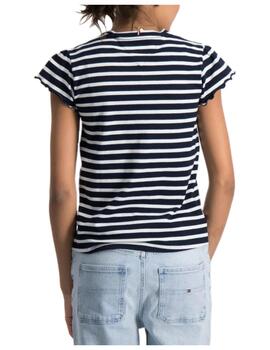 Camiseta Striped Ruffle Tommy Hilfiger