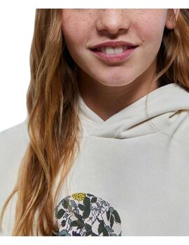 Sudadera Floral Skull Hoodie Blanca Scalpers
