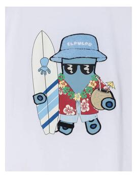 Camiseta Estampado Hawaiano White El Pulpo