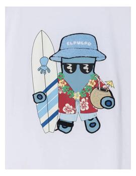 Camiseta Estampado Hawaiano White El Pulpo