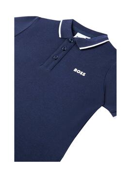 Polo Azul Marino Manga Corta Hugo Boss
