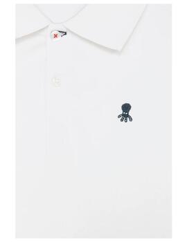Polo Lavado Bordados Blanco El Pulpo