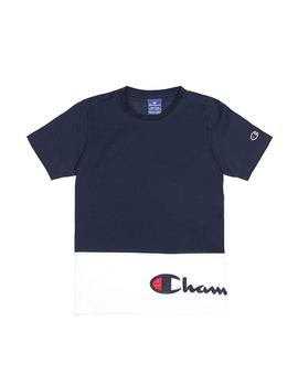 Camiseta combinada azul logo lateral Champion
