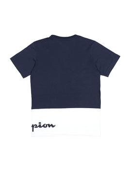 Camiseta combinada azul logo lateral Champion