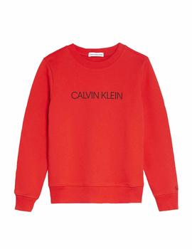 Sudadera roja Institucional Logo Calvin Klein