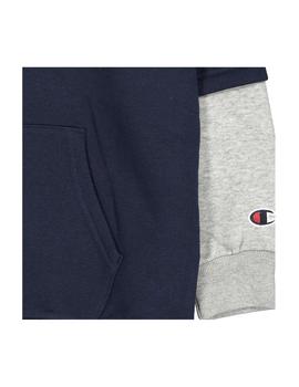 Sudadera azul y gris con capucha Champion