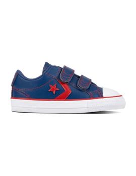 Zapatilla star player velcro ox piel azul Converse