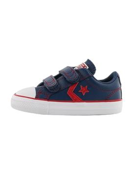 Zapatilla star player velcro ox piel azul Converse