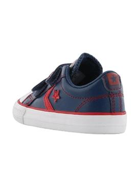 Zapatilla star player velcro ox piel azul Converse