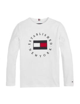 Camiseta Heritage Logo blanca Tee L/S Tommy Hilfig