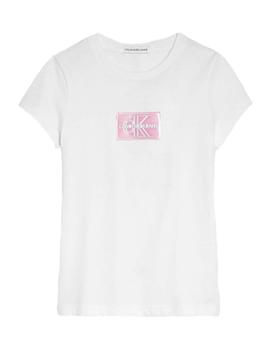 Camiseta blanca Monogram Badge Slim Calvin Klein