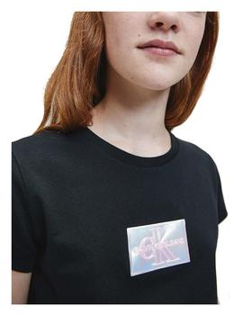 Camiseta negra Monogram Badge Slim Calvin Klein