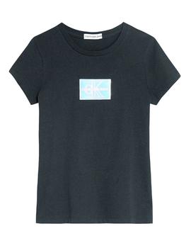 Camiseta negra Monogram Badge Slim Calvin Klein