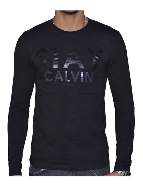 capoc Botánico punto Camiseta manga larga negra Calvin Klein